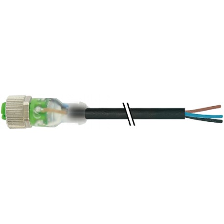 7000-12261-6130050 - 7000-12261-6130050 MURRELEKTRONIK M12 female 0° with cable + LED PVC 3X0.34 black UL/CSA 0.5m