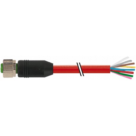 7000-17041-7180300 - 7000-17041-7180300 MURRELEKTRONIK M12 female 0° with cable PUR 8x0.25 red drag chain 3m