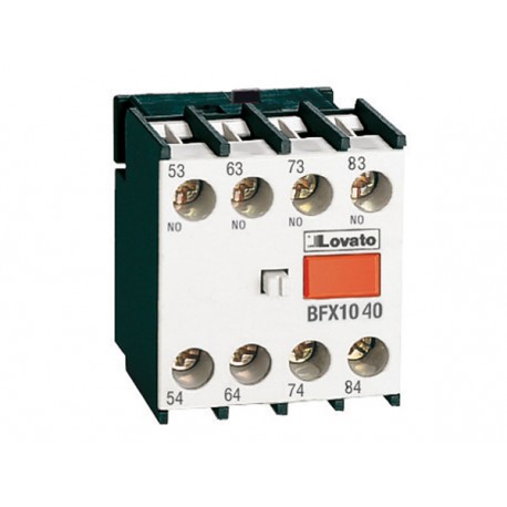 BFX1040 - BFX1040 LOVATO AUXILIARY CONTACT WITH FRONT CENTRE MOUNTING. SCREW TERMINALS, FOR BF SERIES CONTACTORS, 4NO
