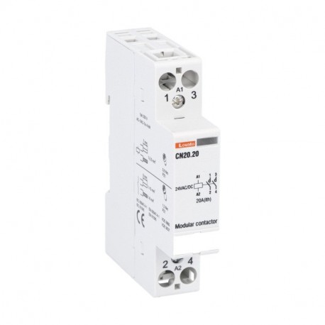 CN2020024 - CN2020024 LOVATO MODULAR CONTACTOR, ONE OR TWO-POLE, 20A AC1, 24VAC/DC (2NO)