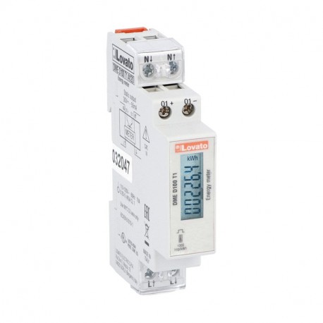 DMED100T1MID - DMED100T1MID LOVATO ENERGY METER, SINGLE PHASE, MID CERTIFIED, NON EXPANDABLE, 40A DIRECT CONNECTION, 1U, 1 ..