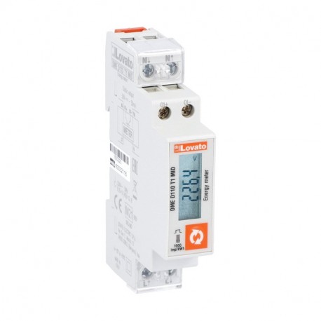 DMED110T1MID - DMED110T1MID LOVATO ENERGY METER, SINGLE PHASE, MID CERTIFIED, NON EXPANDABLE, 40A DIRECT CONNECTION, 1U, 1 ..