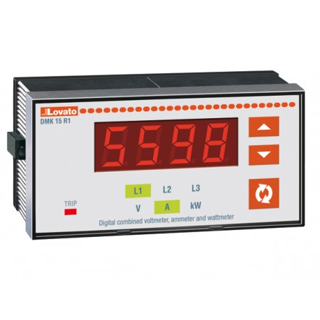 DMK15R1 - DMK15R1 LOVATO COMBINED VOLTMETER, AMMETER AND WATTMETER, THREE PHASE, 3 PHASE VOLTAGE VALUES, 3 PHASE TO PH..