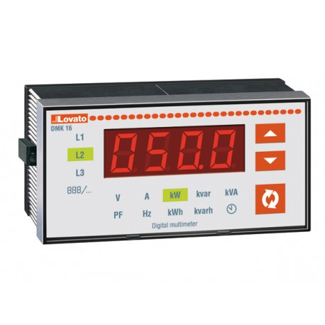 DMK16 - DMK16 LOVATO FLUSH-MOUNT LED MULTIMETER, THREE PHASE, NON EXPANDABLE, 3 PHASE VOLTAGE VALUES, 3 PHASE TO PHA..