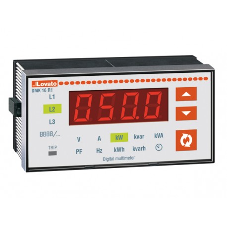 DMK16R1 - DMK16R1 LOVATO FLUSH-MOUNT LED MULTIMETER, THREE PHASE, NON EXPANDABLE, 3 PHASE VOLTAGE VALUES, 3 PHASE TO P..