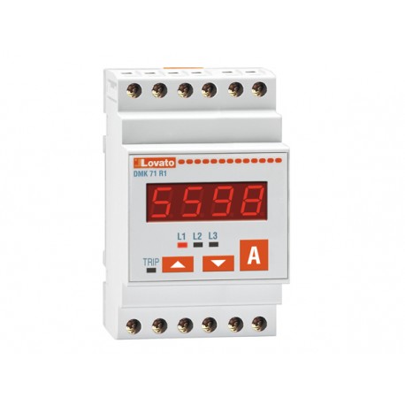 DMK71R1 - DMK71R1 LOVATO AMMETER, THREE PHASE, 3 PHASE CURRENT VALUES, 3 MAX PHASE CURRENT VALUES, 3 MIN PHASE CURRENT..