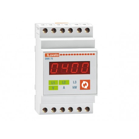 DMK75 - DMK75 LOVATO COMBINED VOLTMETER, AMMETER AND WATTMETER, THREE PHASE, 3 PHASE VOLTAGE VALUES, 3 PHASE TO PHAS..
