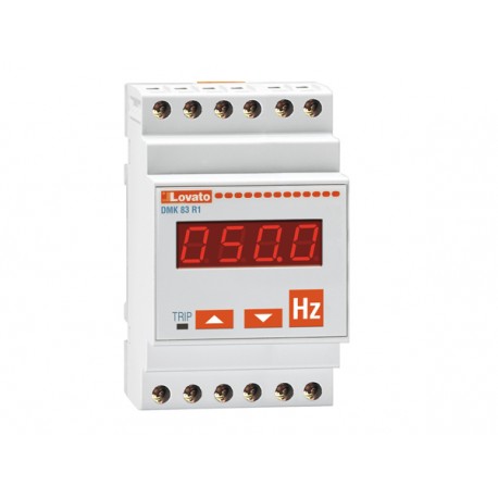 DMK83R1 - DMK83R1 LOVATO FREQUENCY METER, SINGLE PHASE, 1 FREQUENCY VALUE, 1 MAX FREQUENCY VALUE, 1 MIN FREQUENCY VALU..