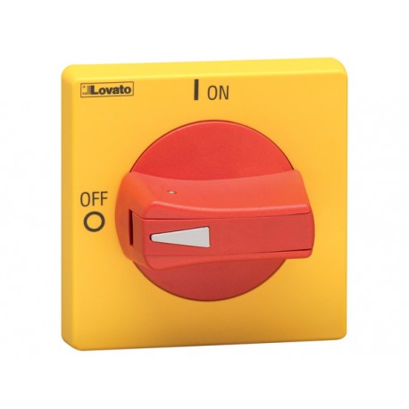 GAX63 - GAX63 LOVATO DOOR COUPLING HANDLE, PADLOCKABLE. RED/YELLOW, ROTATING, FOR GA...A, GA063 SA, GA016 C GA040 C ..