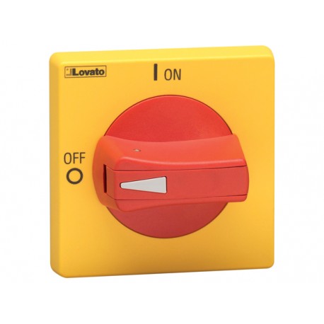 GAX632 - GAX632 LOVATO DOOR COUPLING HANDLE, PADLOCKABLE. RED/YELLOW, ROTATING, FOR GA...A, GA063 SA, AND GA...D. LOW..