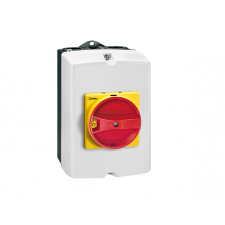 GAZ016 - GAZ016 LOVATO IEC/EN TYPE IP65 NON-METALLIC ENCLOSURE SWITCH DISCONNECTOR, THREE POLE. WITH ROTATING RED/YEL..