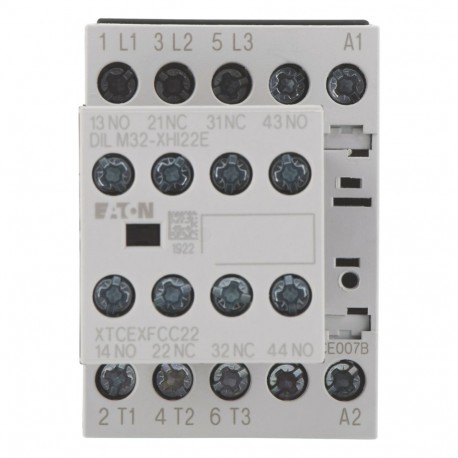 DILM7-22(230V50HZ,240V60HZ) - DILM7-22(230V50HZ,240V60HZ) 106360 Y7-106360 EATON ELECTRIC Contactor, 3p+2N/O+2N/C, 3kW/400V/AC3