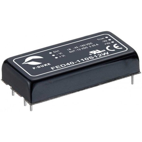 FED40-48D15W - FED40-48D15W MEANWELL DC-DC converter for PCB mount, Input: 18-75VDC. Dual Output: -15 / +15VDC. Power: 40W...