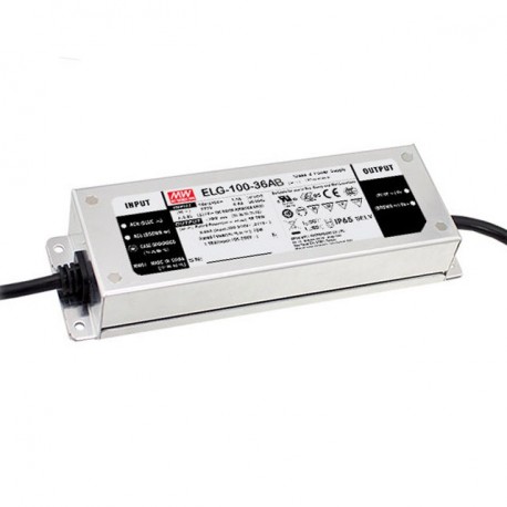 ELG-100-36AB-3Y - ELG-100-36AB-3Y MEANWELL AC-DC Single output LED Driver (CC+CV) with PFC, 3 wire input, Output 36VDC / 2.66A..