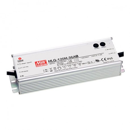 HLG-120H-20AB - HLG-120H-20AB MEANWELL AC-DC Single output LED driver Mix mode (CV+CC) with built-in PFC, Output 20VDC / 6A,..
