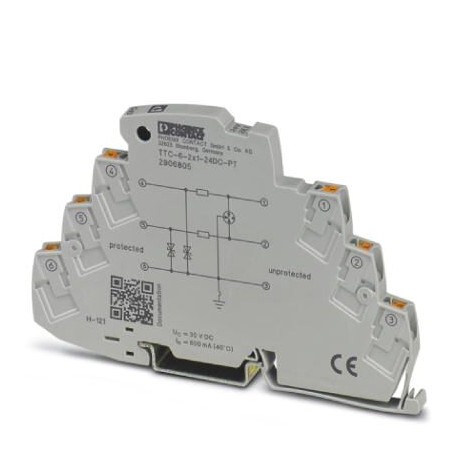 TTC-6-2X1-24DC-PT/50 - TTC-6-2X1-24DC-PT/50 1106196 PHOENIX CONTACT Surge protection for two signal wires with common reference pot..