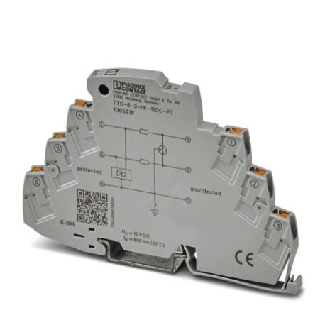 TTC-6-3-HF-12DC-PT/50 - TTC-6-3-HF-12DC-PT/50 1106200 PHOENIX CONTACT Surge protection for three signal wires with common reference ..