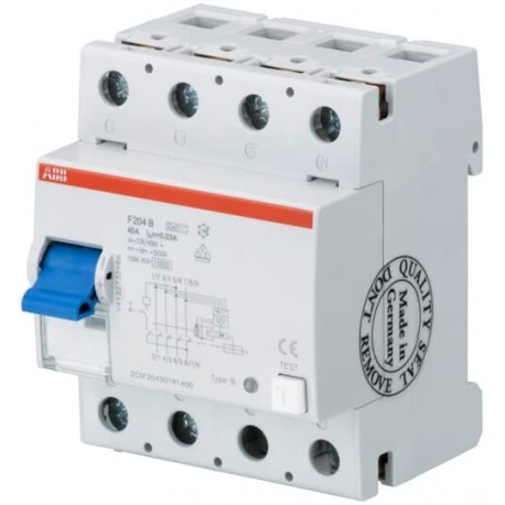 FI F204B-80/0,03 - FI F204B-80/0,03 2CSF204501R1800 ABB Residual Current Circuit Breaker 4P 80A B 30mA