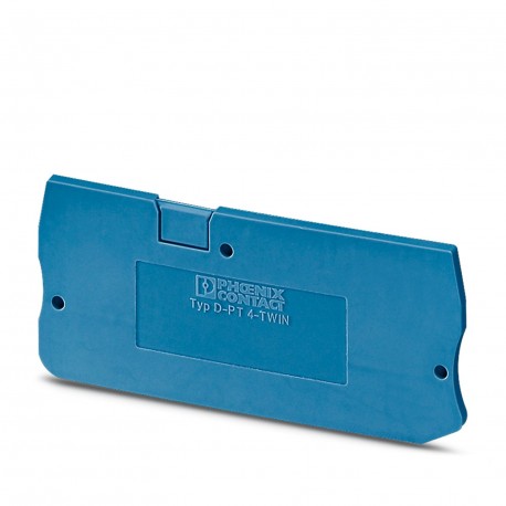 D-PT 4-TWIN BU - D-PT 4-TWIN BU 1072355 PHOENIX CONTACT End cover, length: 66.5 mm, width: 2.2 mm, height: 29 mm, color: blue