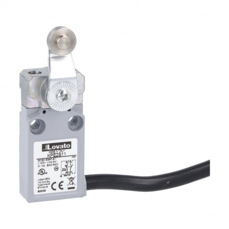 KPE2L11 - KPE2L11 LOVATO PREWIRED METAL LIMIT SWITCH, K SERIES, ROLLER LEVER PLUNGER, CONTACTS 1NO+1NC SLOW BREAK