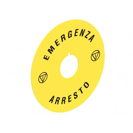 LPXAU112 - LPXAU112 LOVATO PLASTIC DISK FOR MUSHROOM HEAD PUSHBUTTONS, EMERGENZA ARRESTO Ø90MM / 3.5IN