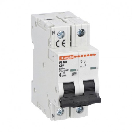 P1MB1NC02 - P1MB1NC02 LOVATO MINIATURE CIRCUIT BREAKER, 1P+N 6KA. 2 MODULES, CHARACTERISTIC C, 2A