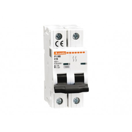 P1MB2PD02 - P1MB2PD02 LOVATO MINIATURE CIRCUIT BREAKER, 2P 10KA. 2 MODULES, CHARACTERISTIC D, 2A