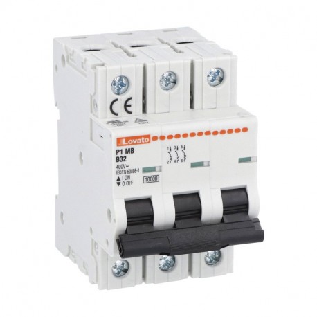 P1MB3PB16 - P1MB3PB16 LOVATO MINIATURE CIRCUIT BREAKER, 3P 10KA. 3 MODULES, CHARACTERISTIC B, 16A
