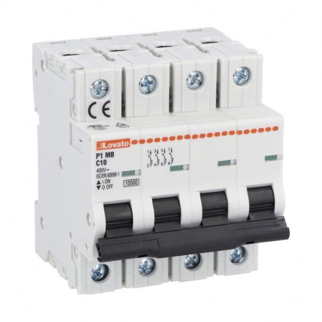 P1MB4PC63 - P1 MB 4P C63 P1MB4PC63 LOVATO ELECTRIC MINIATURE CIRCUIT BREAKER, 4P 10KA. 4 MODULES, CHARACTERISTIC C, 63A