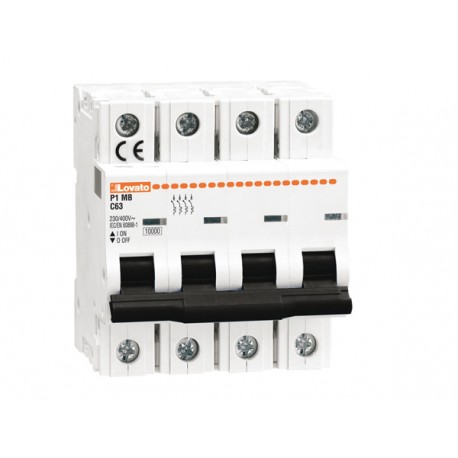 P1MB4PD16 - P1MB4PD16 LOVATO MINIATURE CIRCUIT BREAKER, 4P 10KA. 4 MODULES, CHARACTERISTIC D, 16A