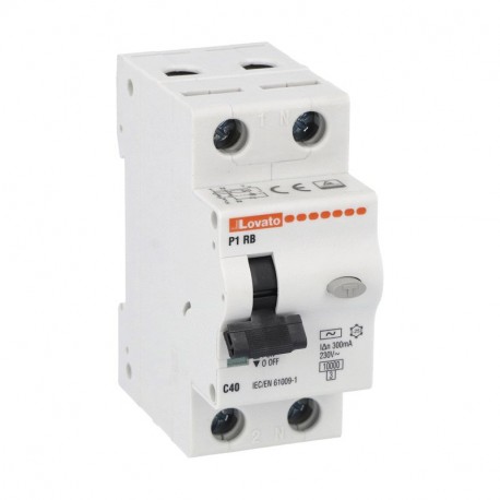 P1RB1NC40AC030 - P1RB1NC40AC030 LOVATO RESIDUAL CURRENT CIRCUIT BREAKER WITH OVERCURRENT PROTECTION, 10KA. 2 MODULES, 1P+N TY..