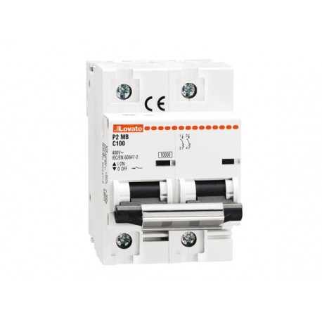 P2MB2PC100 - P2MB2PC100 LOVATO MINIATURE CIRCUIT BREAKER, 1P, 2P, 3P AND 4P 10KA, CHARACTERISTIC C, 100A