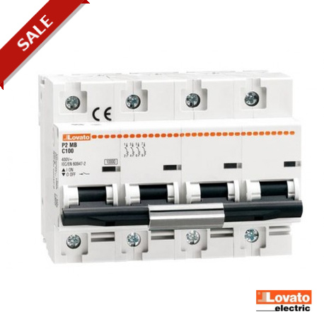 P2MB4PC080 - P2 MB 4P C080 P2MB4PC080 LOVATO ELECTRIC MINIATURE CIRCUIT BREAKER, 1P, 2P, 3P AND 4P 10KA, CHARACTERISTIC C..