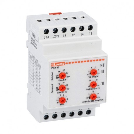 PMA50A240 - PMA50A240 LOVATO PUMP PROTECTION RELAY FOR SINGLE AND THREE-PHASE SYSTEMS, MAXIMUM AC CURRENT AND MINIMUM CO..