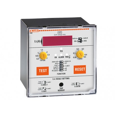 R4D48 - R4D48 LOVATO EARTH LEAKAGE RELAY WITH 2 OPERATION THRESHOLDS, FLUSH MOUNT. EXTERNAL CT. FAULT CURRENT MEASUR..