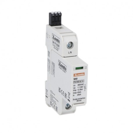 SA01PA320R - SA01PA320R LOVATO SURGE PROTECTION DEVICE TYPE 1 AND 2 WITH PLUG-IN CARTRIDGE, IEC IMPULSE CURRENT IIMP (10/..