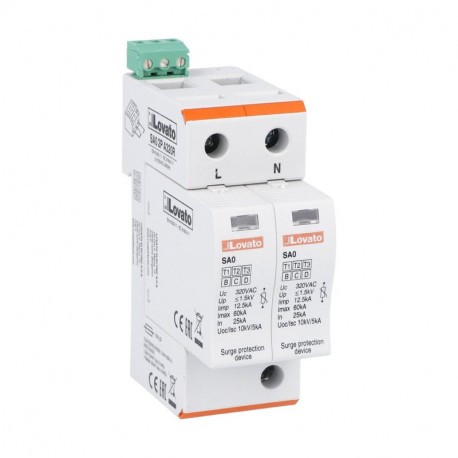 SA02PA320R - SA02PA320R LOVATO SURGE PROTECTION DEVICE TYPE 1 AND 2 WITH PLUG-IN CARTRIDGE, IEC IMPULSE CURRENT IIMP (10/..