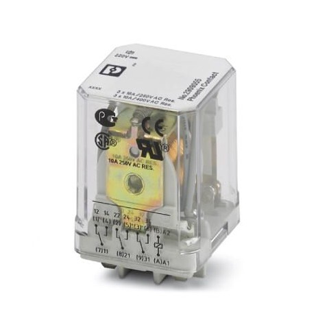 REL-PR3-220DC/3X21 - REL-PR3-220DC/3X21 2909055 PHOENIX CONTACT Plug-in high-power relay with power contacts, 3 changeover contac..