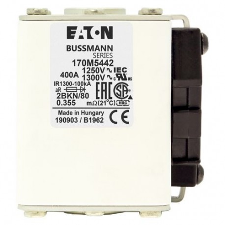 FUSE 450A 1250V 2BKN/80 AR CU - FUSE 450A 1250V 2BKN/80 AR CU 170M5443 EATON ELECTRIC FUSE 450A 1250V 2BKN/80 AR CU