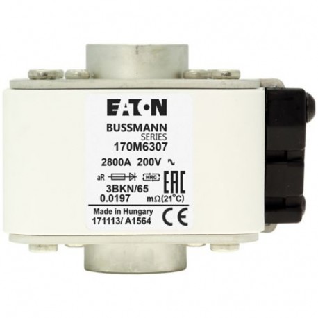FUSE 1250A 690V 3E/91 AR UC - FUSE 1250A 690V 3E/91 AR UC 170M6316 EATON ELECTRIC FUSE 1250A 690V 3E/91 AR UC