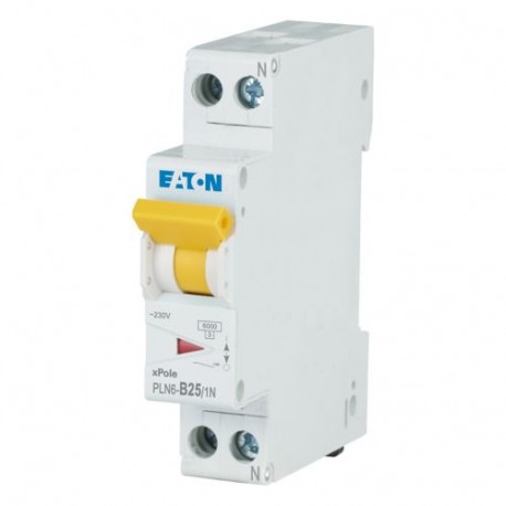 PLN6-B25/1N-DE - PLN6-B25/1N-DE 263274 Y7-263274 EATON ELECTRIC Miniature circuit breaker (MCB), 25A, 1pole+N, type B charact..