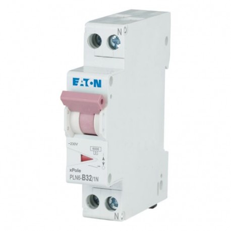 PLN6-B32/1N-DE - PLN6-B32/1N-DE 263275 Y7-263275 EATON ELECTRIC Miniature circuit breaker (MCB), 32A, 1pole+N, type B charact..