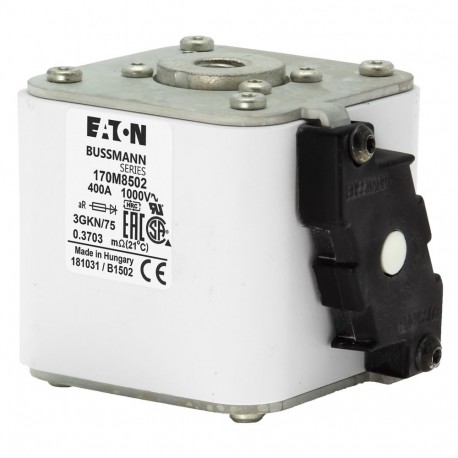FUSE 400A 1000V 3GKN/75 AR UR - FUSE 400A 1000V 3GKN/75 AR UR 170M8502 EATON ELECTRIC FUSE 400A 1000V 3GKN/75 AR UR