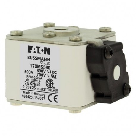 FUSE 500A 690V 2GKN/50 AR UC - FUSE 500A 690V 2GKN/50 AR UC 170M5560 EATON ELECTRIC FUSE 500A 690V 2GKN/50 AR UC